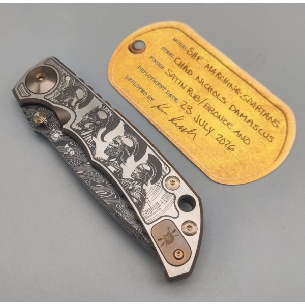 Spartan Blades Messer SF5 Damast Chad Nichols Stahl Harsey Folder - Marchin Spartans