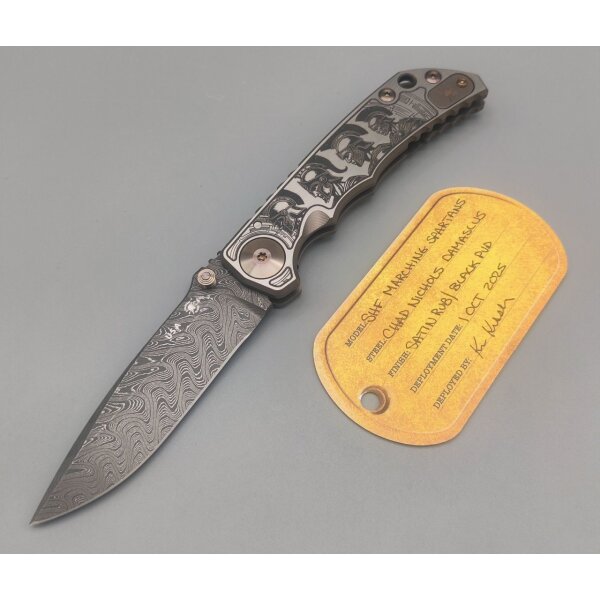Spartan Blades Messer SF5 Damast Chad Nichols Stahl Harsey Folder - Marchin Spartans