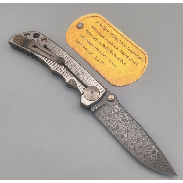 Spartan Blades Messer SF5 Damast Chad Nichols Stahl Harsey Folder - Marchin Spartans