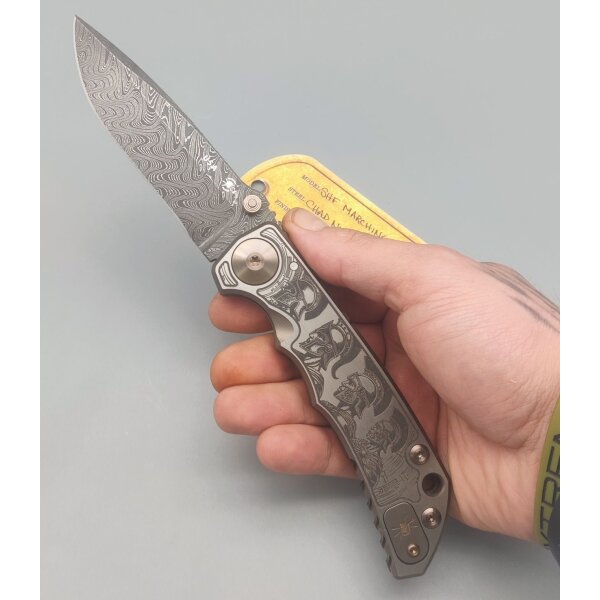 Spartan Blades Messer SF5 Damast Chad Nichols Stahl Harsey Folder - Marchin Spartans