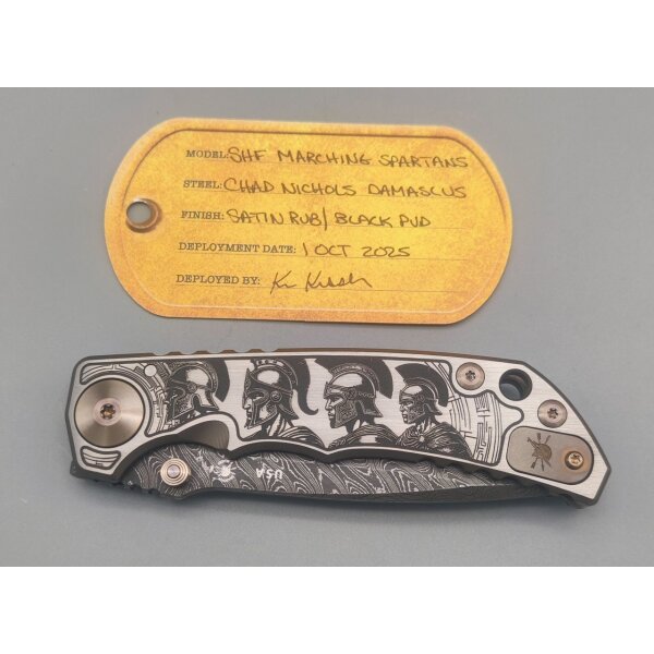 Spartan Blades Messer SF5 Damast Chad Nichols Stahl Harsey Folder - Marchin Spartans