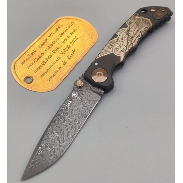 Spartan Blades Messer SF5 Damast Chad Nichols Stahl Harsey Folder - Saint Michael