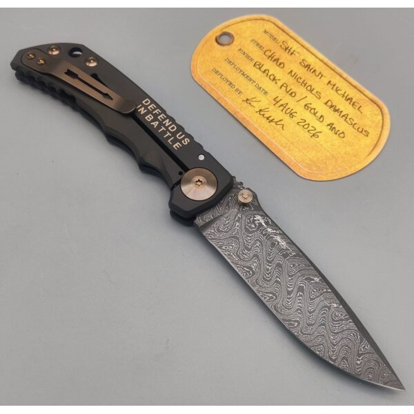 Spartan Blades Messer SF5 Damast Chad Nichols Stahl Harsey Folder - Saint Michael