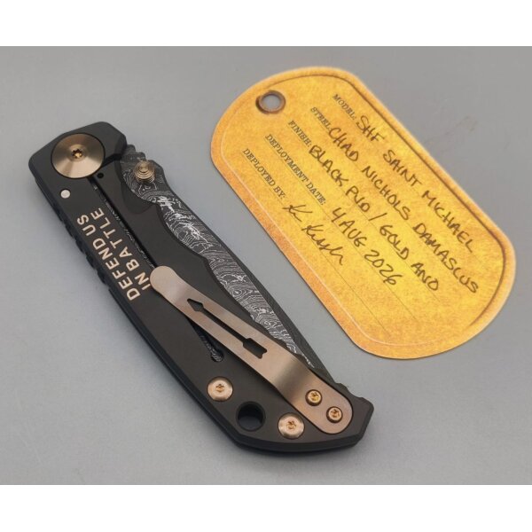 Spartan Blades Messer SF5 Damast Chad Nichols Stahl Harsey Folder - Saint Michael