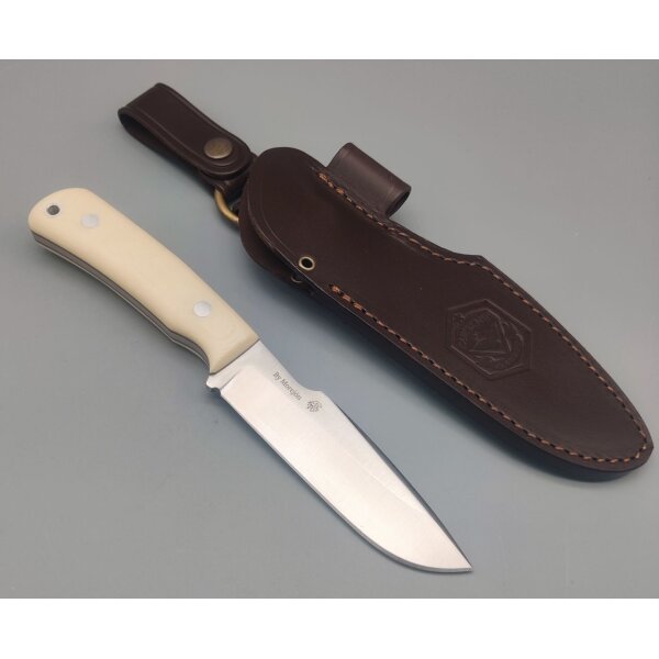 J&V Moby Dick Fahrtenmesser 4116 Stahl Micarta Griff Lederscheide