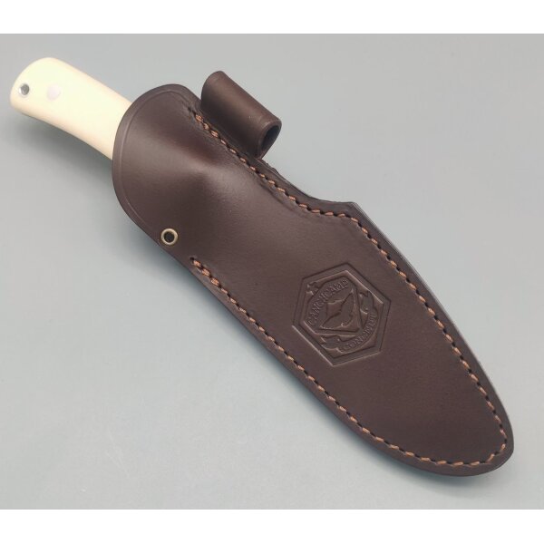 J&V Moby Dick Fahrtenmesser 4116 Stahl Micarta Griff Lederscheide
