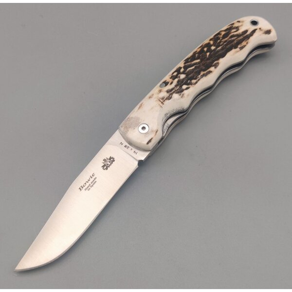J&V Bowie Ciervo Taschenmesser Linerlock Hirschhorn 14C28N Stahl