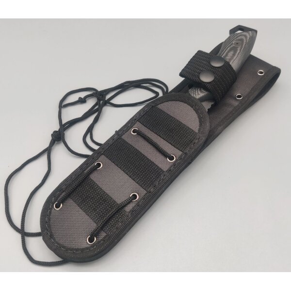 J&V Hercules Black Fahrtenmesser Sleipner Stahl Micarta Griff Lederscheide