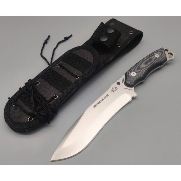 J&V Hercules Blanco Fahrtenmesser Sleipner Stahl Micarta Griff Lederscheide