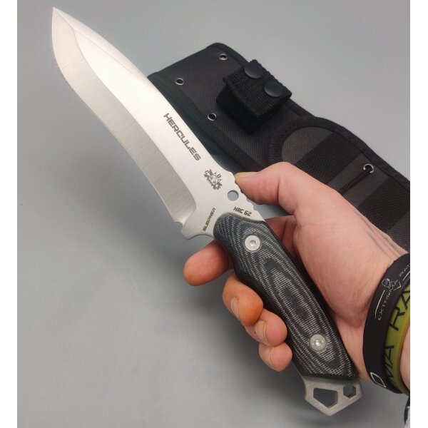 J&V Hercules Blanco Fahrtenmesser Sleipner Stahl Micarta Griff Lederscheide