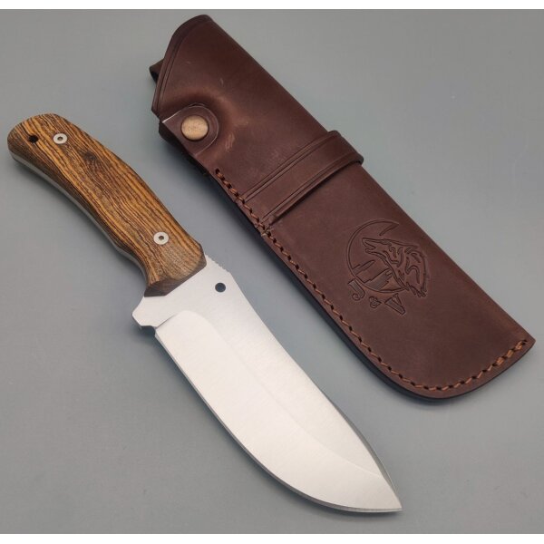 J&V Draco Fahrtenmesser MoVa 58 Stahl Bocoteholz Lederscheide