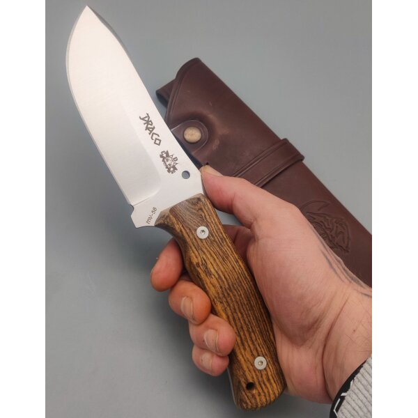 J&V Draco Fahrtenmesser MoVa 58 Stahl Bocoteholz Lederscheide