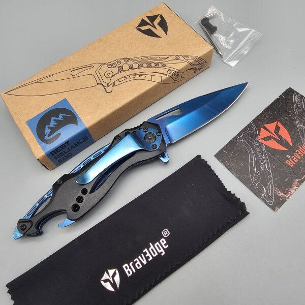 BravEdge Slipjoint Folder Blue Taschenmesser 3Cr13 Stah §42a konform