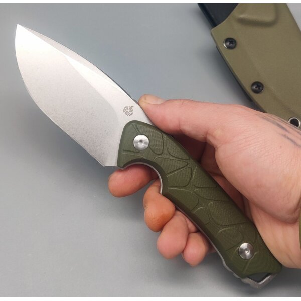 QSP Knife Tiny TOT Fixed Blade QS169-B1 G10 OD Green