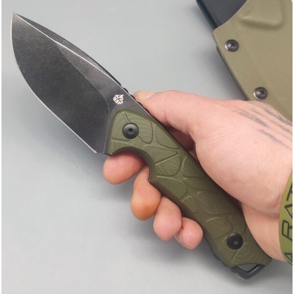 QSP Knife Tiny TOT Fixed Blade QS169-B2 G10 OD Green