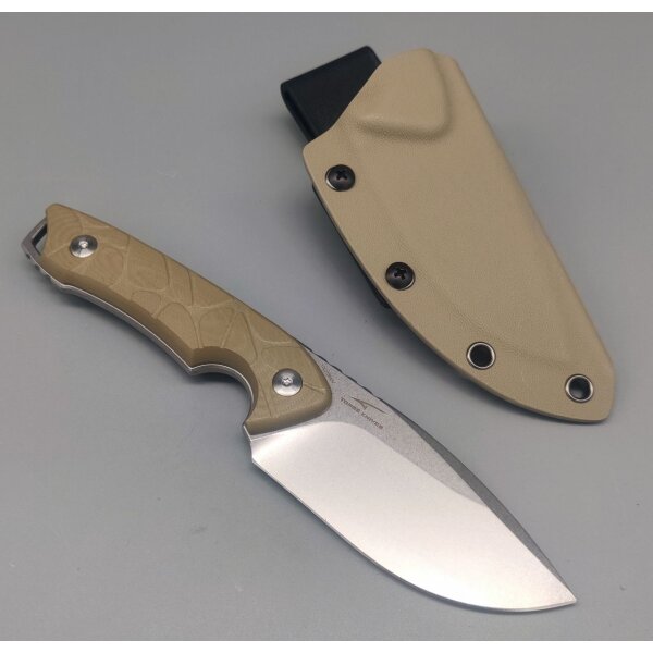 QSP Knife Tiny TOT Fixed Blade QS169-C1 G10 Sand