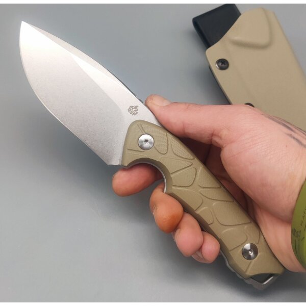 QSP Knife Tiny TOT Fixed Blade QS169-C1 G10 Sand