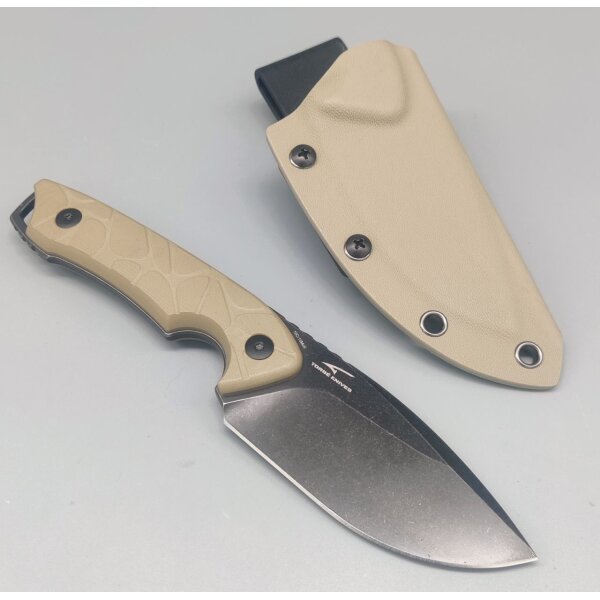 QSP Knife Tiny TOT Fixed Blade QS169-C2 G10 Sand