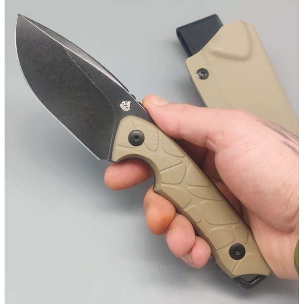 QSP Knife Tiny TOT Fixed Blade QS169-C2 G10 Sand