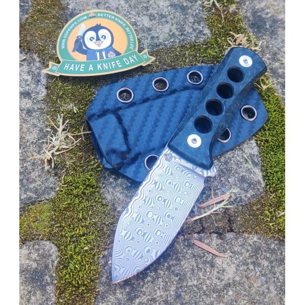 QSP Knife Canary Neck Knife QS141-M Laminat Damast Kohlefaser Glow in the Dark
