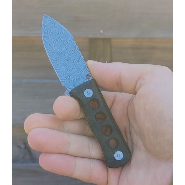 QSP Knife Canary Neck Knife QS141-M Laminat Damast Kohlefaser Glow in the Dark