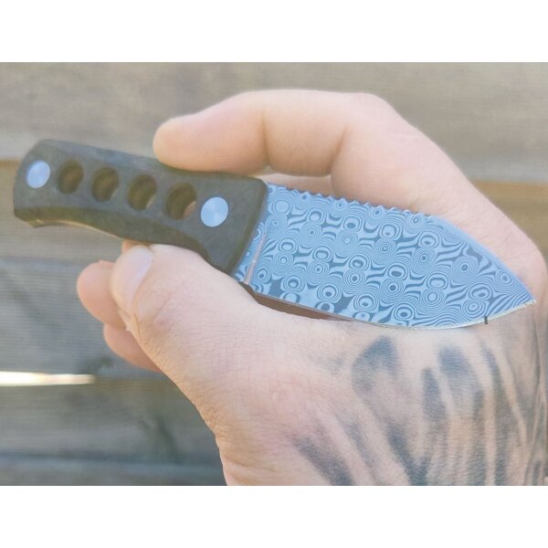 QSP Knife Canary Neck Knife QS141-M Laminat Damast Kohlefaser Glow in the Dark