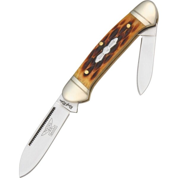 Rough Ryder Mini Canoe Amber Jigged Bone Slipjoint