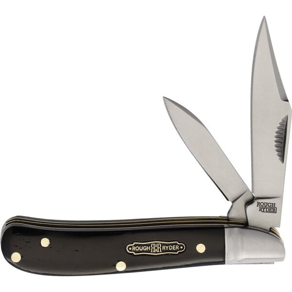 Rough Ryder Black Reserve Bearhead Peanut Black Smooth Bone Slipjoint