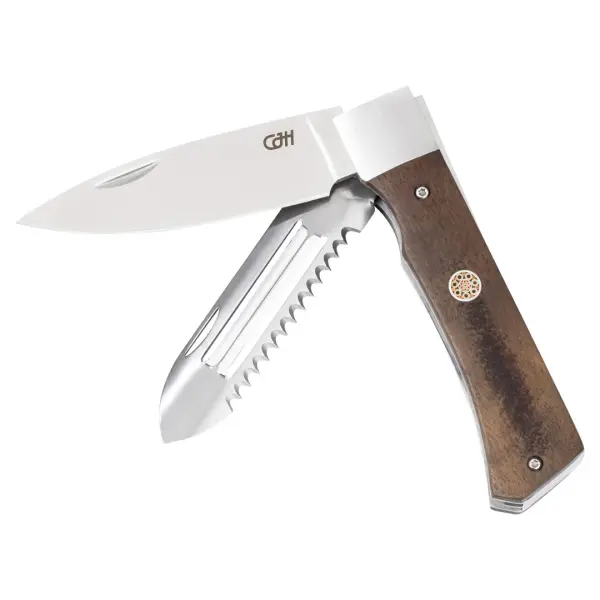 Herbertz CJH Outdoor Kochmesser mit Schäler Klinge Fischschupper