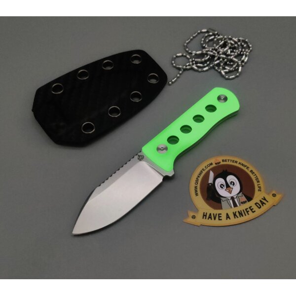 QSP Knife Canary Neck Knife QS141-K1 14C28N Stahl Resin Glow in the Dark