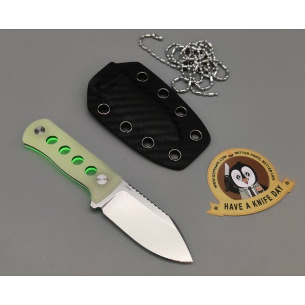 QSP Knife Canary Neck Knife QS141-K1 14C28N Stahl Resin Glow in the Dark