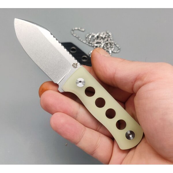 QSP Knife Canary Neck Knife QS141-K1 14C28N Stahl Resin Glow in the Dark