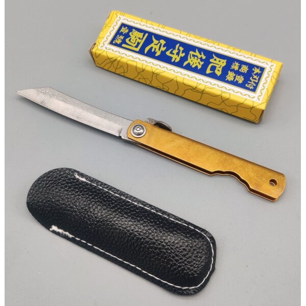 Joker Shape Friction Folder Damast Stahl Messinggriff