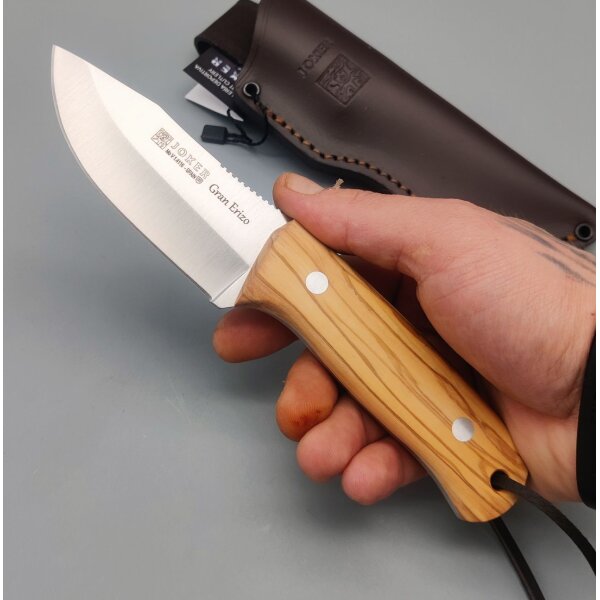 Joker Gran Erizo Jagdmesser MoVa Stahl Olivenholz