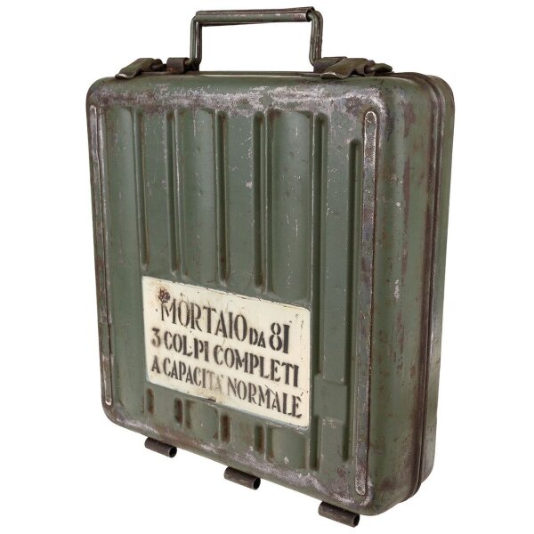 Original Italienischer Armee Koffer benutzt gebraucht Dekoration Metallkasten für Mörser