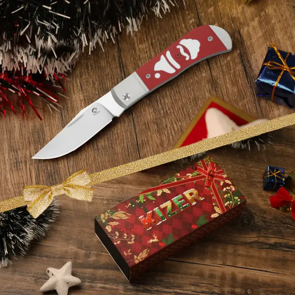 Kizer Trestle Slipjoint 14C28N Stahl Aluminium/ G10 Christmas Edition