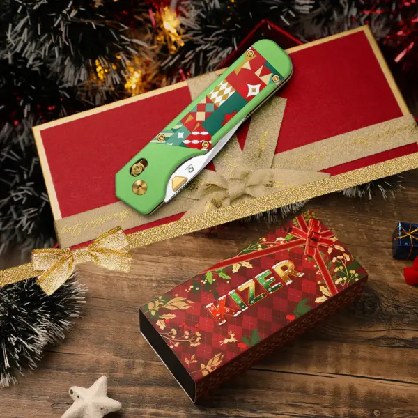 Kizer Militaw Frontflipper S45VN Stahl Aluminium G10 Christmas Edition