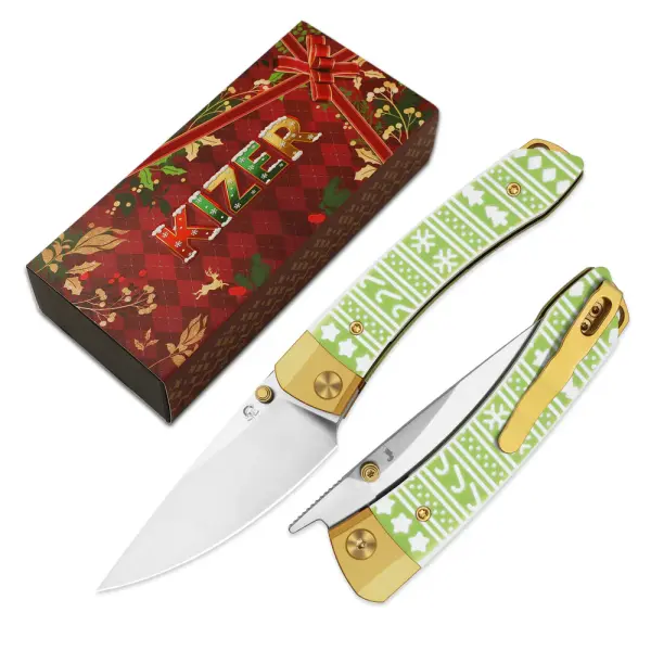 Kizer Mini MoMo S45VN Stahl Aluminium & G10 Christmas Edition