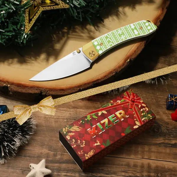 Kizer Mini MoMo S45VN Stahl Aluminium & G10 Christmas Edition