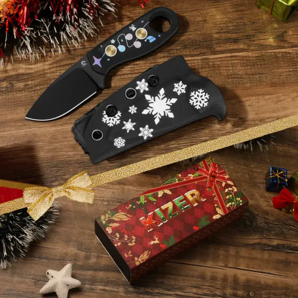 Kizer Beaver Fixed Blade EDC D2 Stahl G10 Christmas Edition