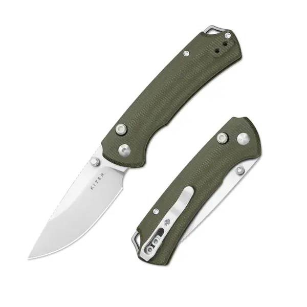 Kizer T1 BD Button Lock Folder Nitro-V Stahl Micarta