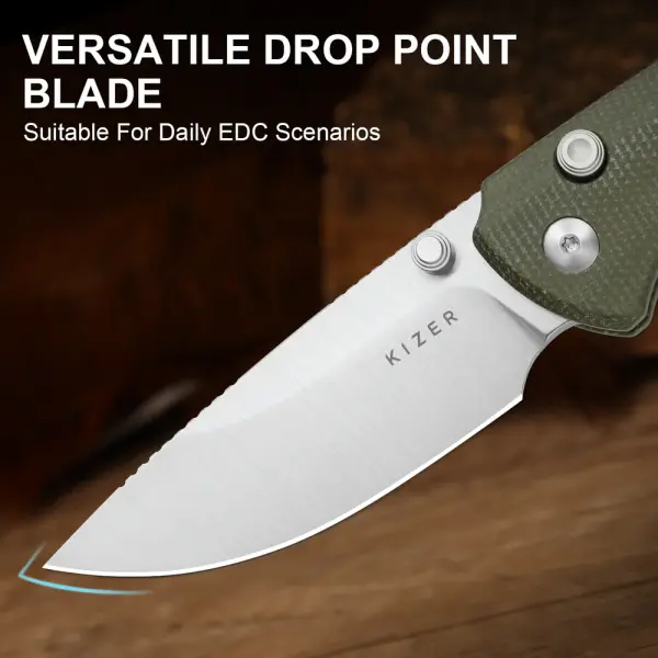 Kizer T1 BD Button Lock Folder Nitro-V Stahl Micarta