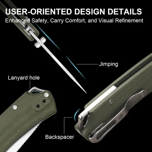Kizer T1 BD Button Lock Folder Nitro-V Stahl Micarta
