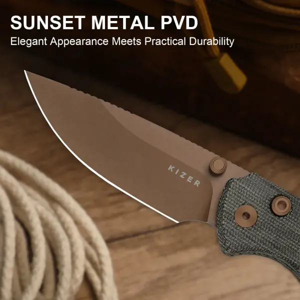 Kizer T1 BD Button Lock Folder Nitro-V Stahl Norplex UltreX™ Micarta