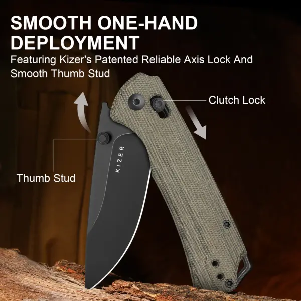 Kizer T1 CD Clutch Lock Folder Nitro-V Stahl Norplex UltreX™ Micarta