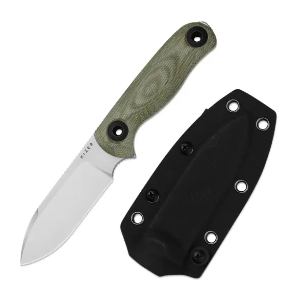 Kizer Drop Bear Fix 3 Outdoormesser 14C28N Stahl Micarta Grün