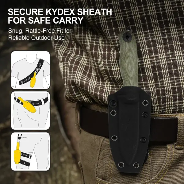 Kizer Drop Bear Fix 3 Outdoormesser 14C28N Stahl Micarta Grün