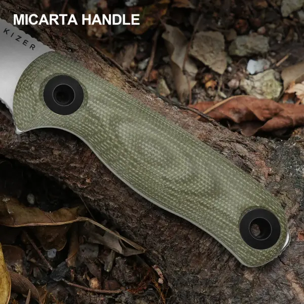 Kizer Drop Bear Fix 3 Outdoormesser 14C28N Stahl Micarta Grün