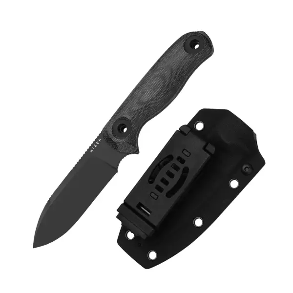 Kizer Drop Bear Fix 3 Outdoormesser 1095 Stahl All Black