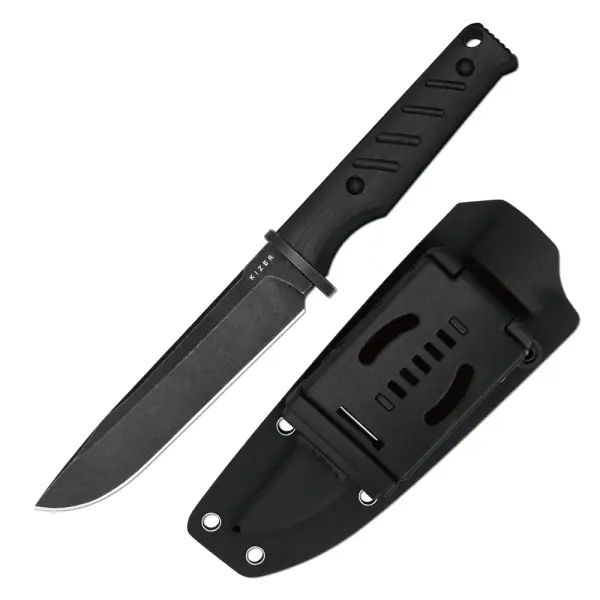 Kizer Camp 180 Fixed Blade AEB-L Stahl G10 All Black Kydexscheide